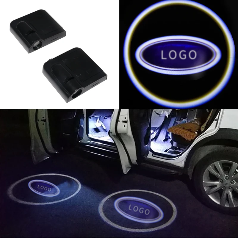 CARBINS 2 قطعة اللاسلكية LED باب السيارة ضوء ترحيب جهاز عرض ليزر شعار شبح ظل ضوء سيارة التصميم سيارة مصباح داخلي أضواء