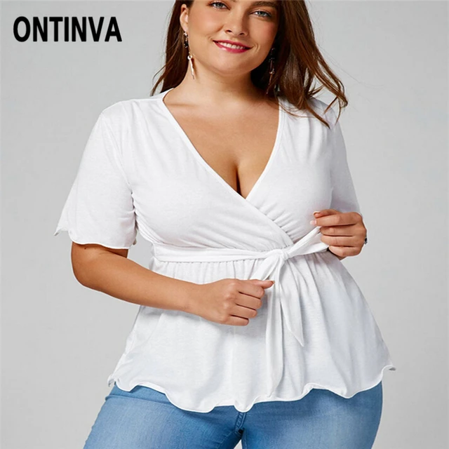 plus size white wrap shirt