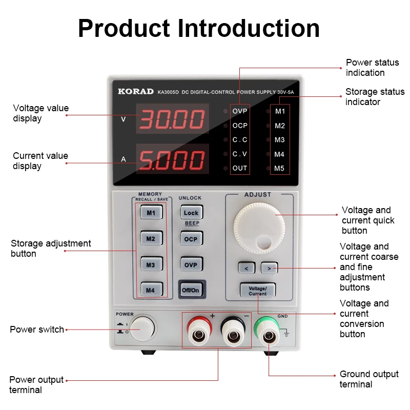 Регулируемый источник питания KA3005D прецизионный Регулируемый 30V 5A DC Линейный цифровой регулятор напряжения источник питания