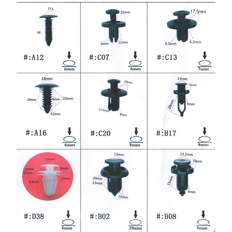 50 Pic high quality Universal Automobile Bumpers Hole Plastic Push