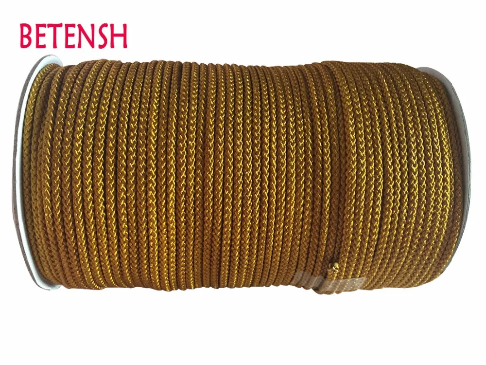 

3mm Goldenrod Colorfast Rattail Satin Braid Nylon Cord+DIY Jewelry Accessories Macrame Rope Bracelet Beading Cords