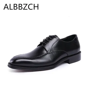 

New men's derby dress shoes fashion sewing designer genuine cow leather wedding shoes men high quality office work man shoes 44
