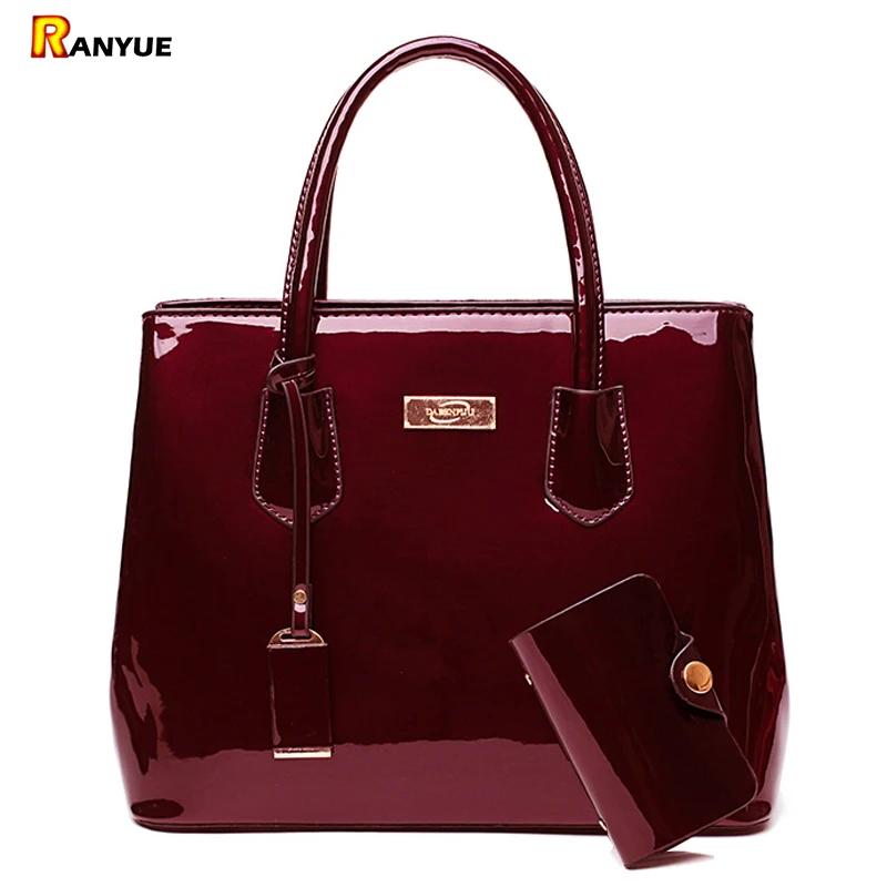 Luxury Patent Leather Bags Women Handbags Shoulder Tote Bag Female Messenger Crossboday Bags Famous Brand Set Sac A Main Femme