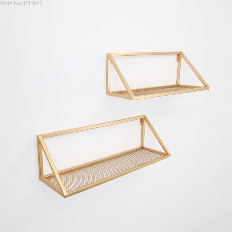 Wall Shelf Gold Wall Hanging Bedroom Bookcase Storage Partition Living Room Decoration Storage Stand Metal Wall Art Aliexpress