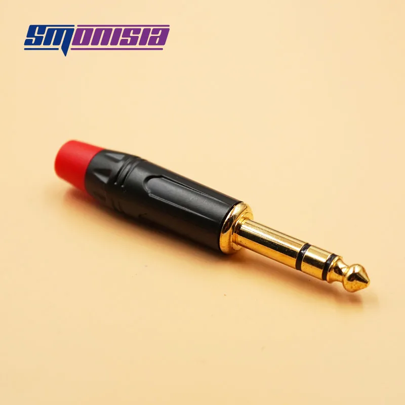 Smonisia 10-100pcs 6.35 Stereo Microphone Plug Socket Connector Metal 6.35MM audio RED/BLACK | Обустройство дома