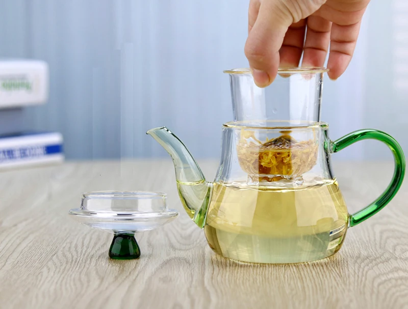 Ультра прозрачный Элегантный 400 мл чайник из боросиликатного стекла с ситечком для заварки китайский подарок чайный набор красочный подарок для здоровья