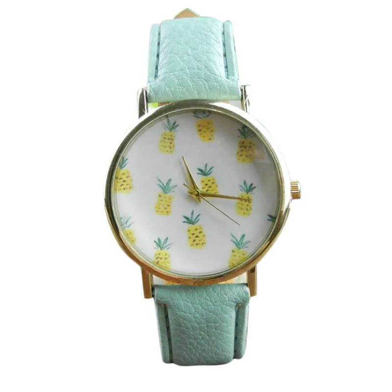 Women Watch Superior New Pineapple Printing Pattern PU Leather Quartz Watch Casual Bracelet Fashion Relogio Feminino Gift Ma16 Women Watch Superior New Pineapple Printing Pattern PU Leather Quartz Watch Casual Bracelet Fashion Relogio Feminino Gift Ma16