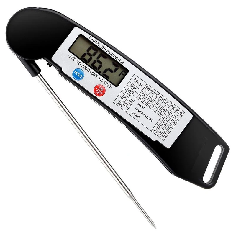 Foldable Food Thermometer Programmed Digital Kitchen Food Cooking BBQ Meat Fork Barbecue Probe Type Temperature Gauge