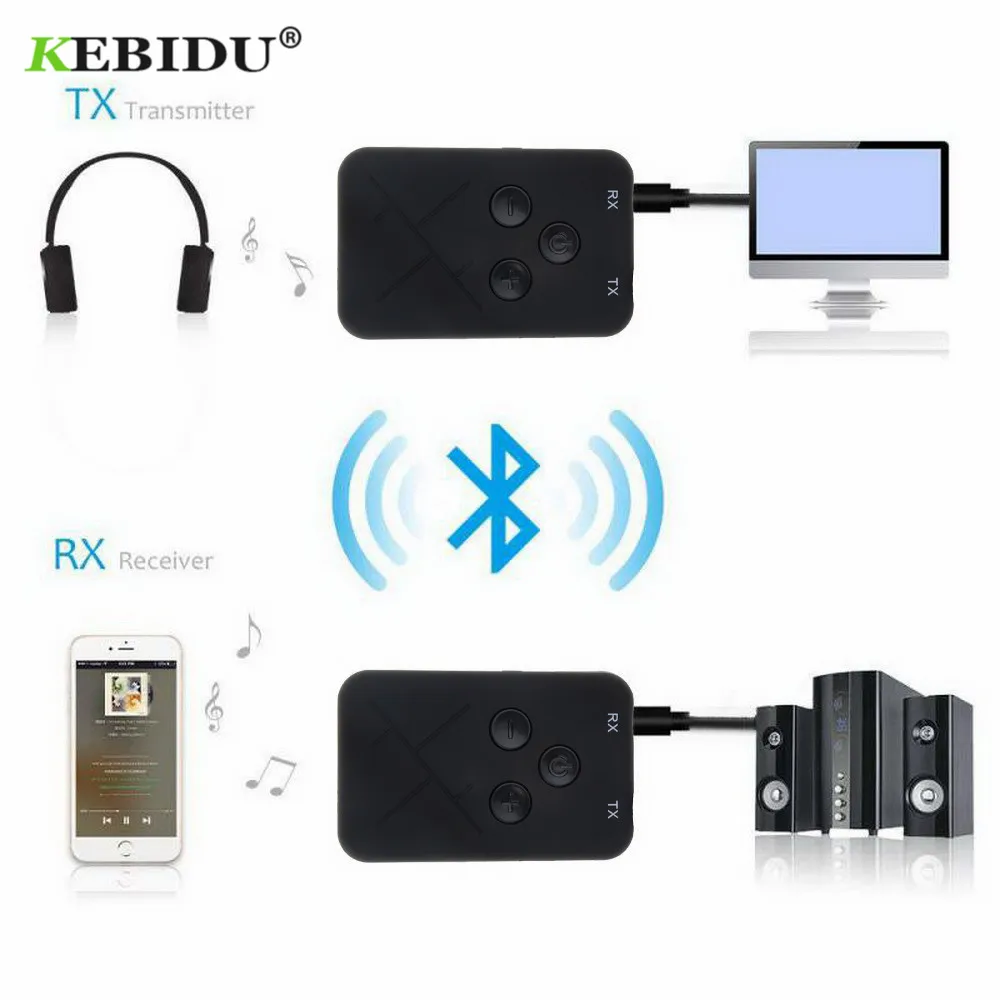 Kebidu 2 в 1 Bluetooth 4,2 передатчик беспроводной аудио адаптер Мини 3,5 мм ТВ приемник стерео аудио музыкальный адаптер для ТВ для дома