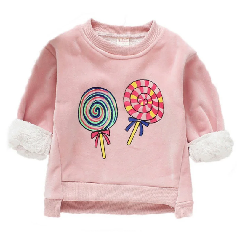 

Baby Clothes Girl Cartoon Print Baby Girl Sweater Top Winter Warm Plus Velvet Long Sleeve Kids Clothes Pullover