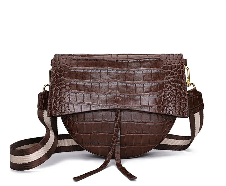Роскошная женская сумка на плечо из воловьей кожи с узором аллигатора, модный фирменный дизайн, настоящий кожаный седельный мешок, женские сумки-мессенджеры