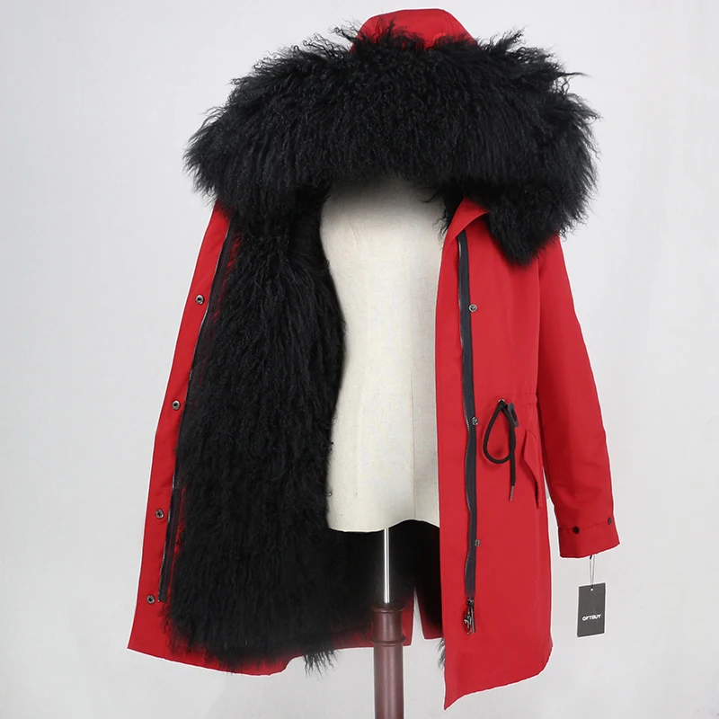 OFTBUY,, настоящая монгольская овечья шерсть, пальто, женская длинная парка, зимняя куртка, съемная, водонепроницаемая, верхняя одежда, роскошный бренд, уличная одежда
