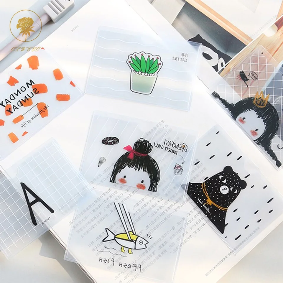 

Oswego Card ID Holder Transparent Bus Card Case Student Credit Card Protective Cover PVC Frosted Cartoon Card Holder Protector
