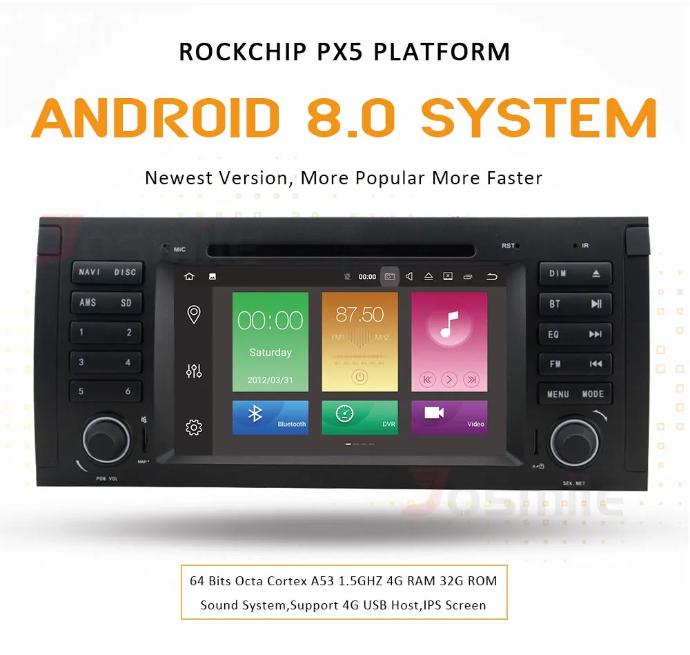 Discount Android 8.0 Octa Core 7" Car DVD Player for BMW/E39/X5/M5/E38/E53 Car Stereo With Canbus DSP IPS OBD Multimedia GPS Navigation 0