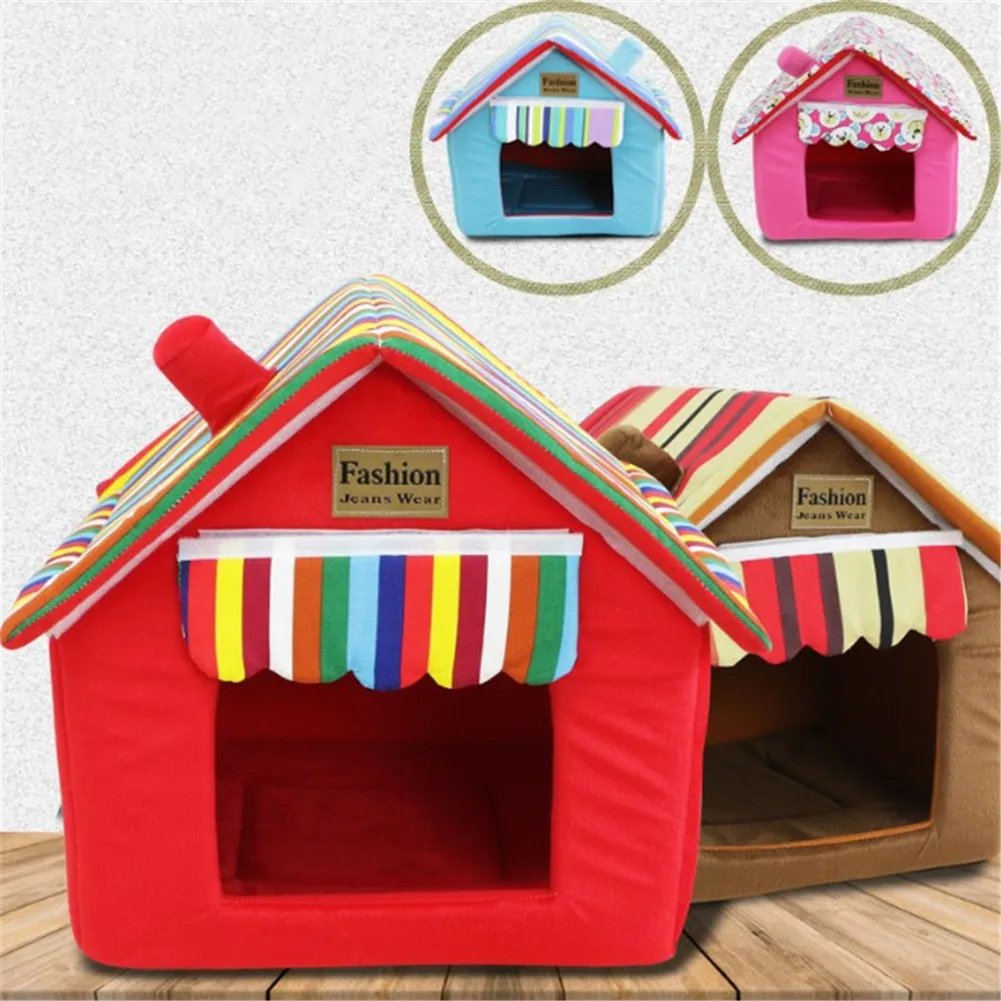 

Fashion Striped Removable Cover Mat Dog House Dog Beds For Small Medium Dogs Pet Products House Pet Beds for Cat