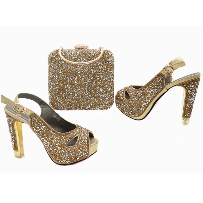 Italiano Mujeres Cielo Rhinestone A Decorado Zapatos verde Último Africano Bolsa Azul En Juego Color Con rojo Verde Conjunto fuchsia Y oro Bolsos ZzwqxBAET