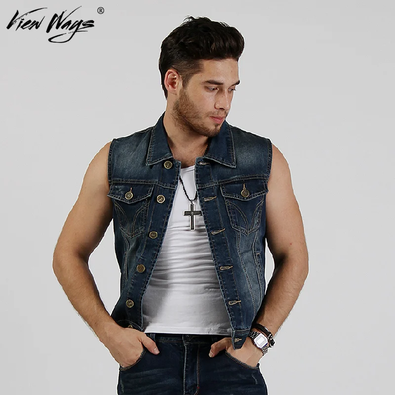 Ropa hombre camisa vaquera sin mangas chaleco de mezclilla