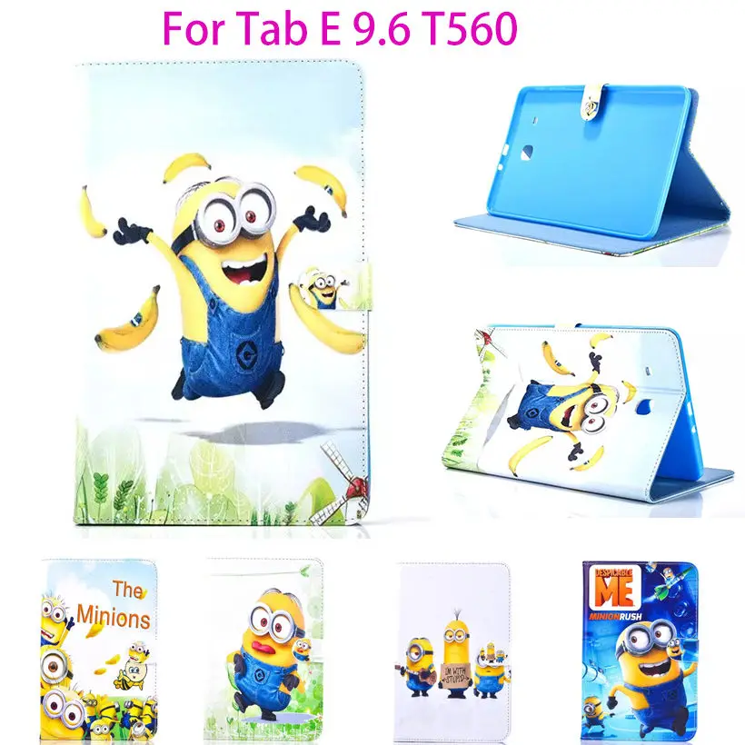 

Tab E 9.6 SM-T560 Cartoon Case For Samsung Galaxy Tab E 9.6 T560 T561 Cover Tablet Despicable Me Minion Stand Leather Funda