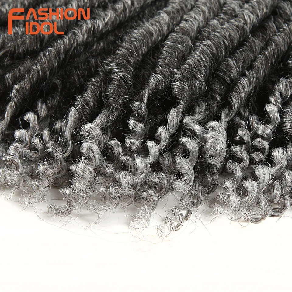 FASHION IDOL 12-Inch Faux Locs Crochet Braids Hair Extensions, Synthetic Ombre Silver Grey Dreadlocks, 6 Packs image 5