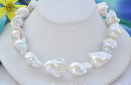 

Hot sell Noble- FREE SHIPPING>>>@@ AS4063 white baroque KESHI REBORN PEARL NECKLACE 17inch