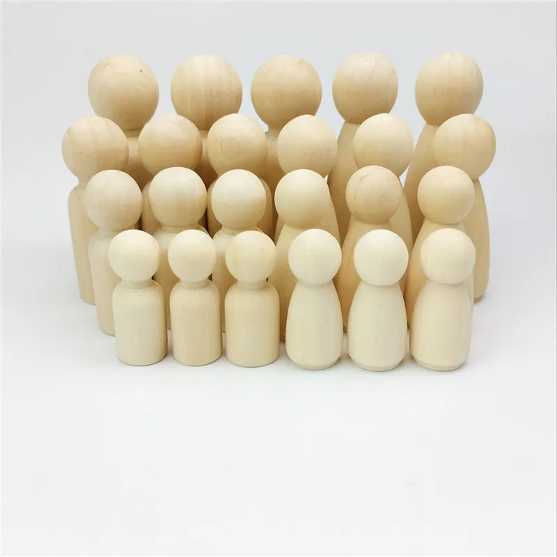 

10-Sets/60Pc Family Of 6-Wooden Peg People-Solid Unfinished WoodBeads DIY Necklace Pendent Turnings-Ready For Paint-Waldorf Toys