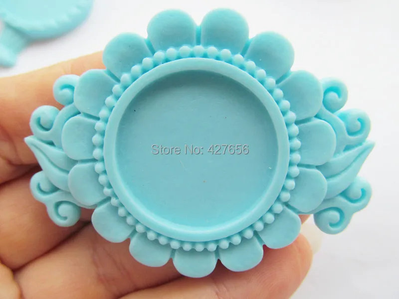 

50pcs Pink/Hot Pink/Light Blue/Purple Flatback Resin Sunflower Charm Finding,Base Setting Tray Bezel,for 25mm Cabochon/Cameo