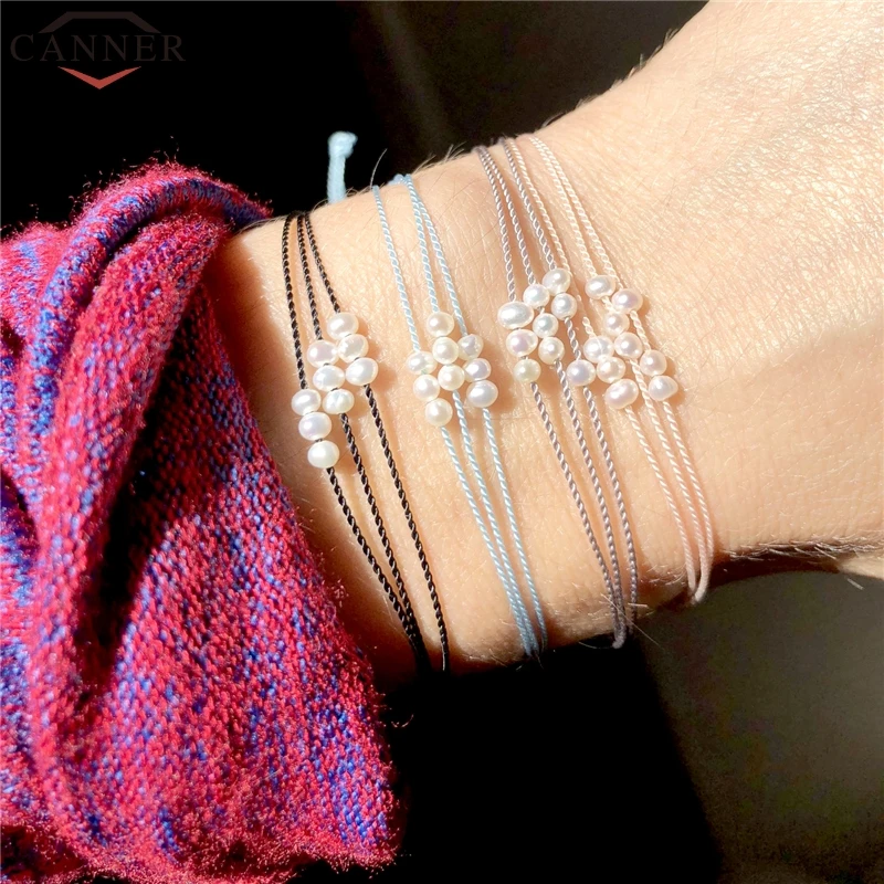 CANNER Simple Multicolor Bohemia Weave Rope Chain Bracelets Boho Temperament Pearl Bracelet for Women Jewelry FI