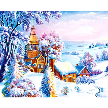 

Snowing 2 5D Diy Diamond Painting Cross Stitch Scenery Diamond embroidery Crystal Round Rhinestone Mosaic Picture