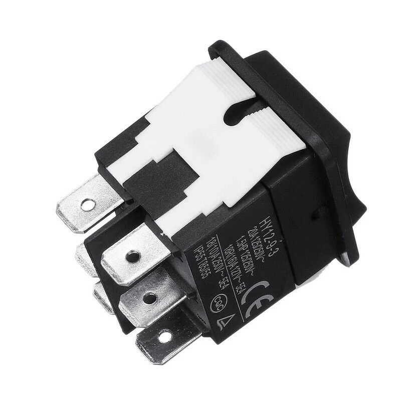 Mayitr 1pc ABS HY12-9-3 6 Pins Industrial Electric Rocker Switch 125/250V 18/20A Push Button Switch ON-OFF Power Switch