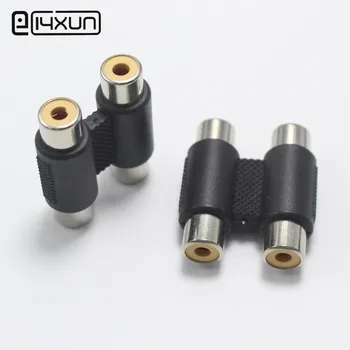 

50pcs 2Pin Black Double RCA Female to Female Plug AV Extension Cable Connector Audio Vedio Plugs