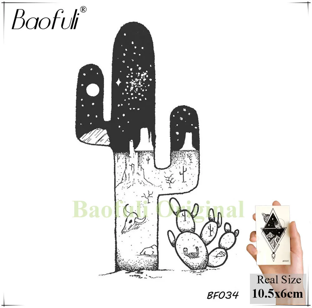 Женские и мужские водостойкие татуировки Baofuli с акварелью волком