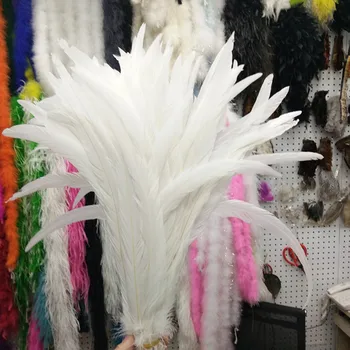 

Beautiful white rooster tail feather 50 pcs long 10-18 inches / 25-45 cm diy wedding holiday party props accessories
