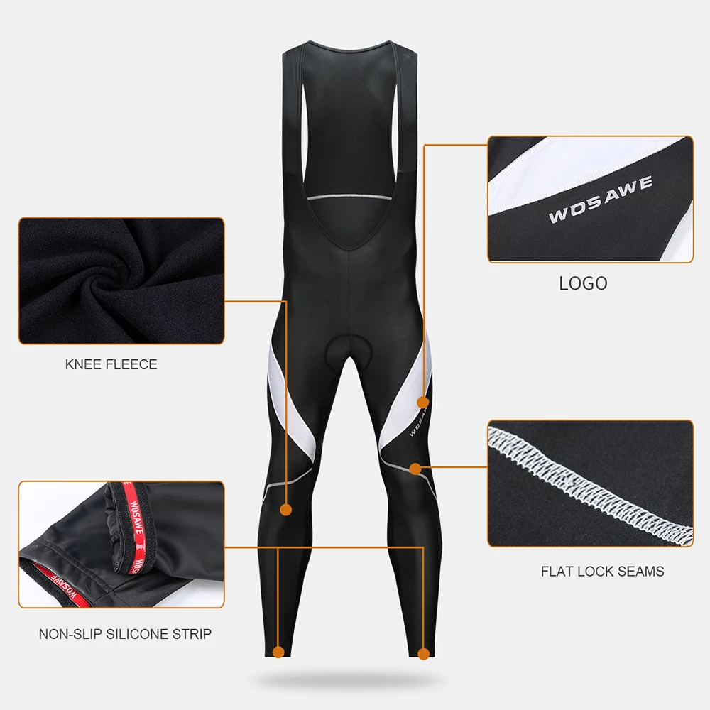 Cycling Bib Trousers Autumn Winter Thermal 3D Gel Padded Cycling Bib Pants Mountain Bike Pants Bicycle Tights