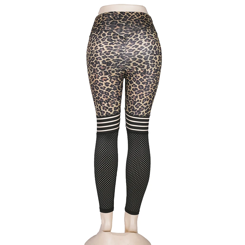 Модные спортивные леопардовые Леггинсы для йоги, сексуальные сетчатые леггинсы для спортзала, леггинсы для фитнеса, дышащие камуфляжные штаны