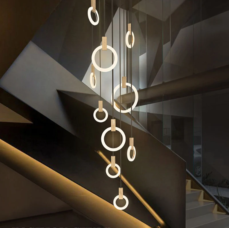 

T Circular Wood Modern Creative Pendant Light European-style Luxury LED Lamps LED chandelier nordic Indoor Lighting Restaurant