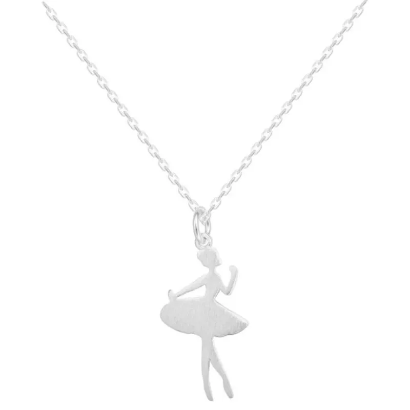 Новая мода личности 925 пробы серебряные ювелирные изделия аллергия проволока рисунок красивый балет девушка кулон ожерелье H122