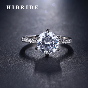 

HIBRIDE 3 colors Round Cubic Zircon Rings Women Wedding Bridal Ring Gifts anillos mujer R-169