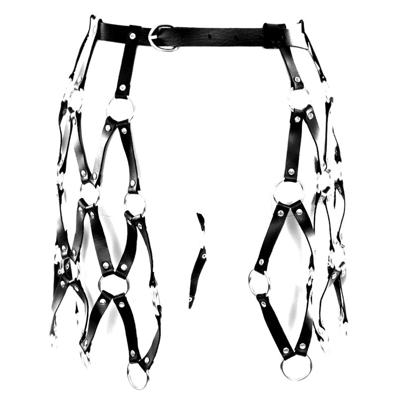 Leather Skirt Body Harness Garter Belt Women Sexy Bondage Fetish Lingerie Punk Goth Black Plus Size Underwear Festival Clothin