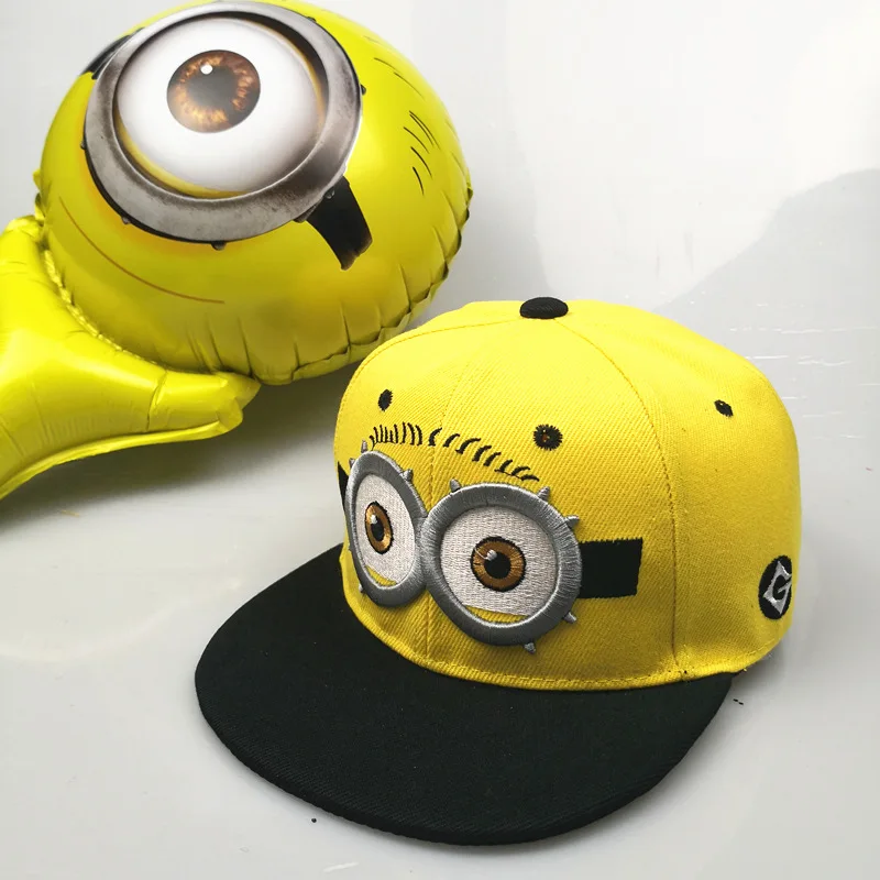 Оранжевый Fashion Baseball Cap Snapbacks Children Cartoon Minions Hat Embroidery Big Eye Casquette for Boy and Girl - Цвет: Оранжевый