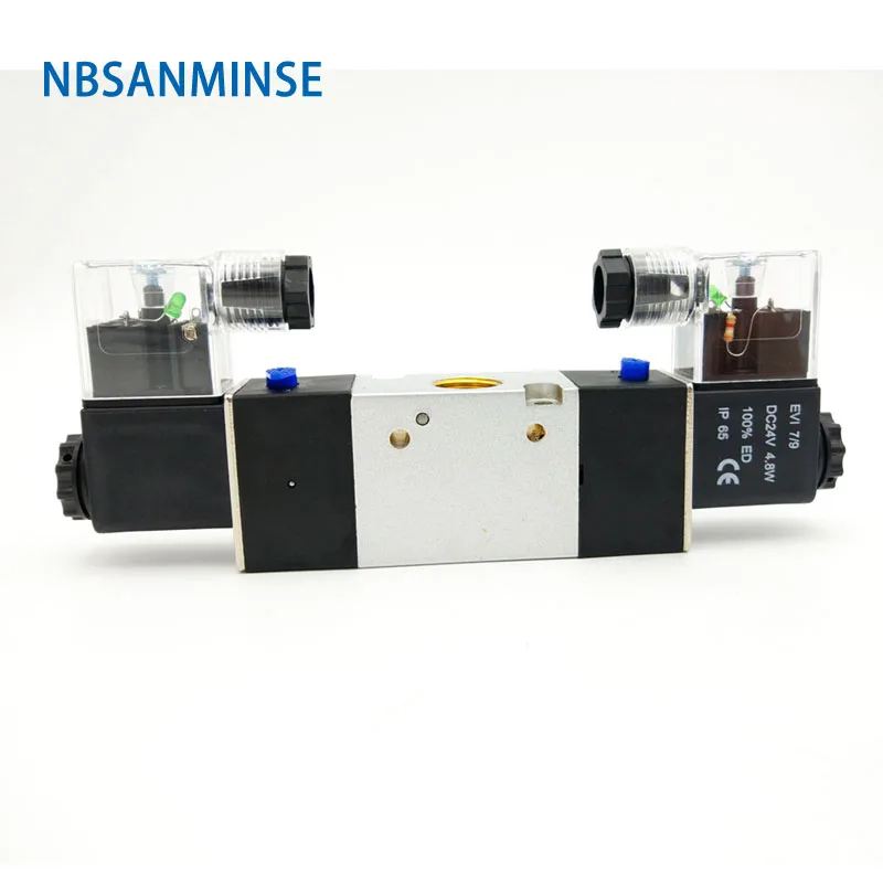 Электромагнитный клапан 3V220 G1/4 двусторонний трехпозиционный пневматический с