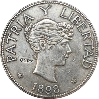 

Cuba 1898 1 Peso coin copy 36mm