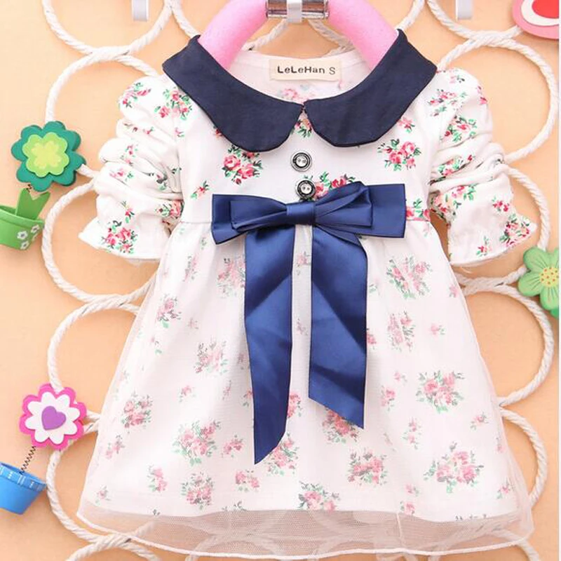 ZSXPMORE/Детская рубашка; сезон весна-осень детская рубашка с модным принтом и большим бантом короткое платье с длинными рукавами для маленьких девочек белый, розовый, синий