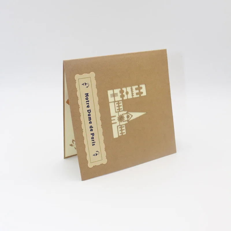  3D Laser Cut Handmade Retro Notre Dame de Paris Paper Invitation Greeting Cards PostCard Kids Birth - 32793824456