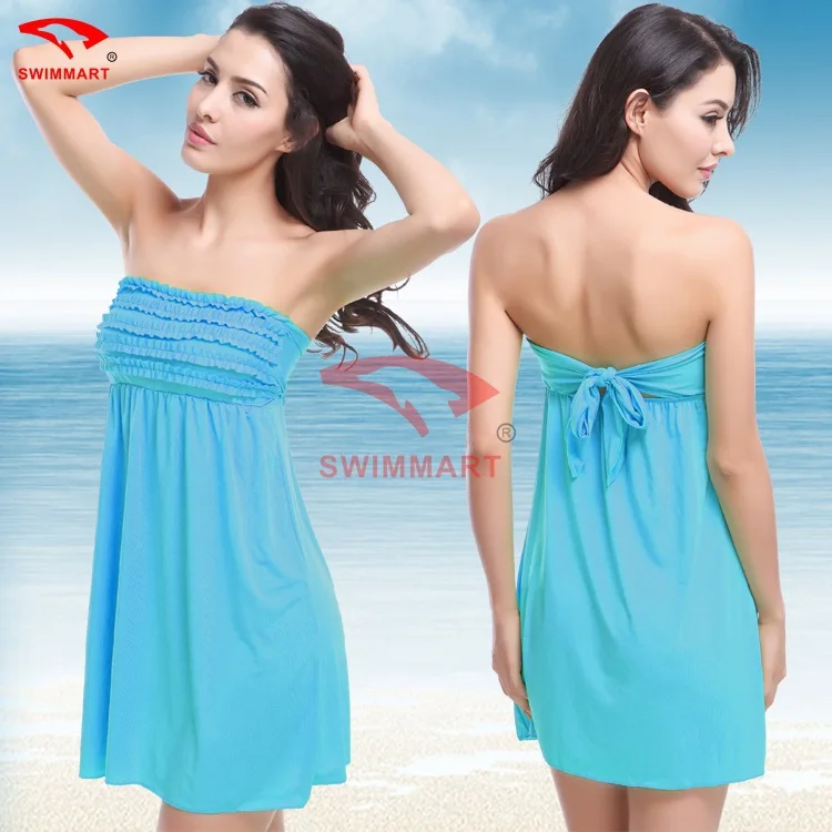 strapless swim cover up dress