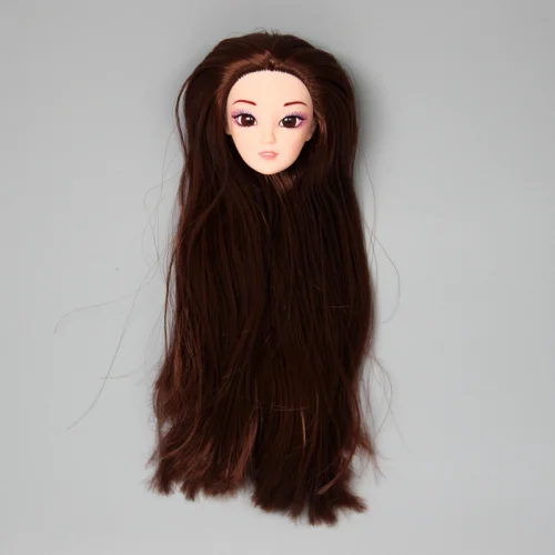 Новые 3D настоящие глаза макияж кукла голова с кудрявыми прямыми густыми волосами Аксессуары для DIY Косплей Кукла Барби подарок игрушки для девочек - Цвет: 11