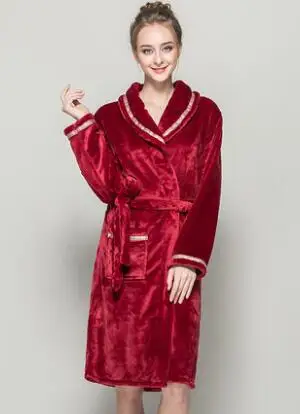 Женский халат, халаты, пижамы, Женская Осенняя фланелевая теплая Коралловая флисовая ночная рубашка с длинным рукавом - Цвет: 2
