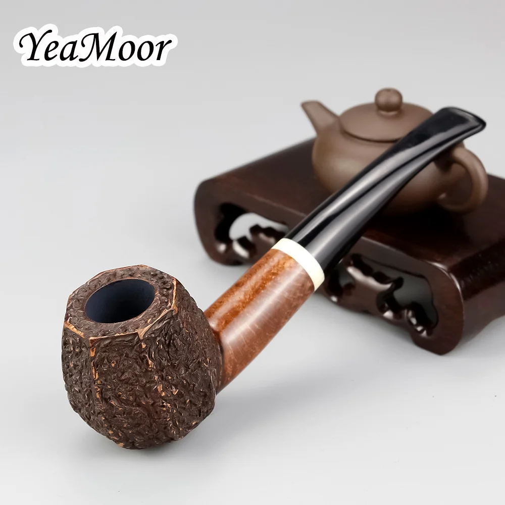 

Classic Carven Briar Pipe 74 tools free Smoking Pipe Octagon Tobacco Pot Tobacco Pipe White Ring Random Carved Briar Wood Pipe