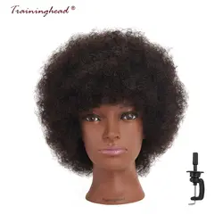 Traininghead 10 "афро человеческие волосы 100% манекен головы для париков Волосы Парикмахерские Обучение Практика Профессиональный прическа головы