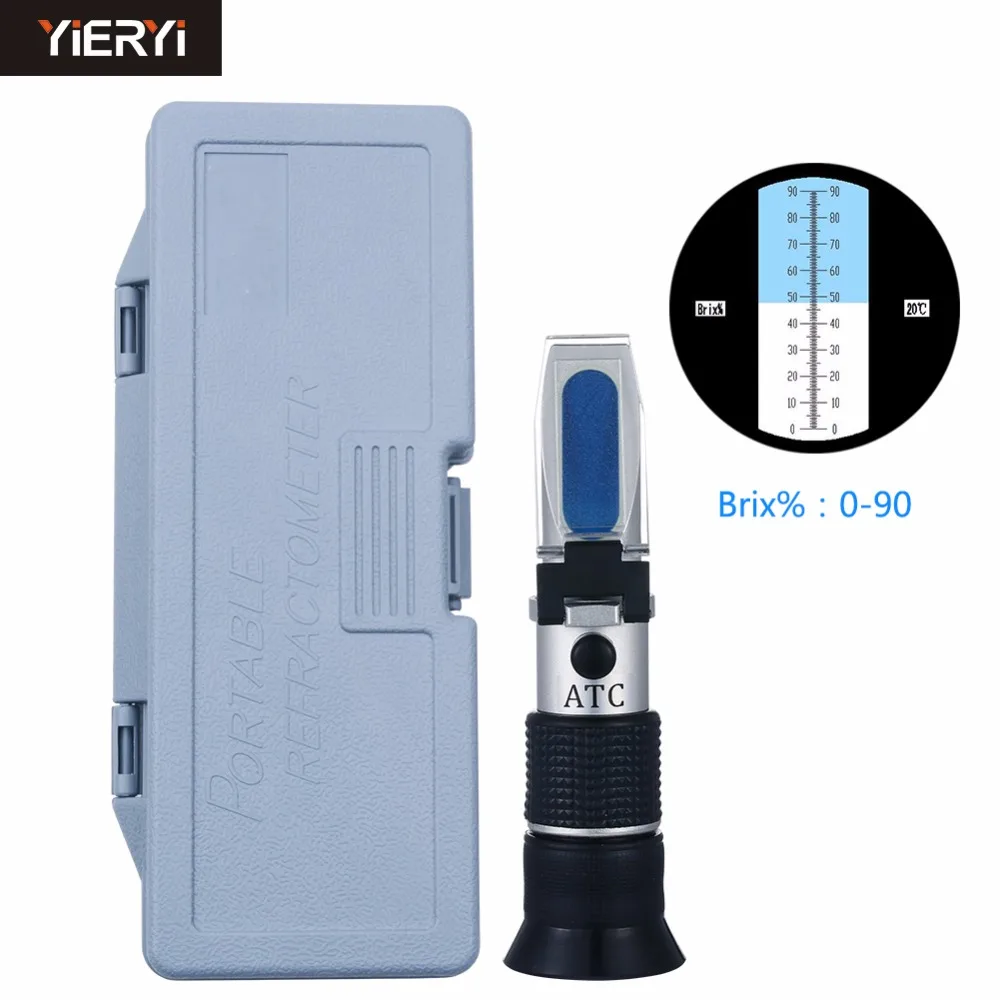 

yieryi Handheld Brix Refractometer, 0 ~ 90% Brix Honey Sugar/Syrup concentration Content Specific Measurement Tool With boxes