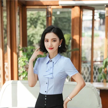 

2018 Summer New Styles Fashion Women Blouses & Shirts For Ladies Office Blouse Female Tops Clothes With Tie Plus Size